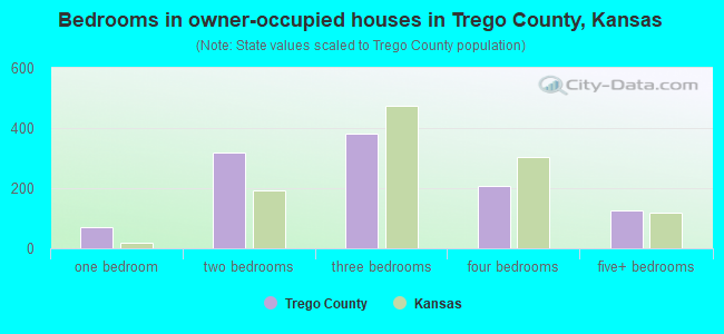 Bedrooms in owner-occupied houses in Trego County, Kansas