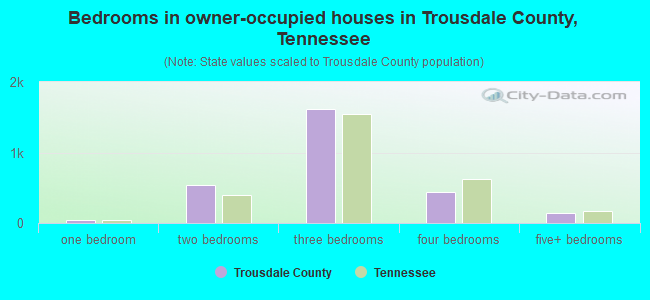 Bedrooms in owner-occupied houses in Trousdale County, Tennessee