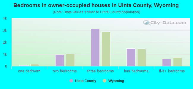Bedrooms in owner-occupied houses in Uinta County, Wyoming