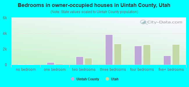 Bedrooms in owner-occupied houses in Uintah County, Utah