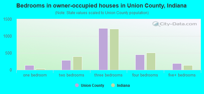 Bedrooms in owner-occupied houses in Union County, Indiana