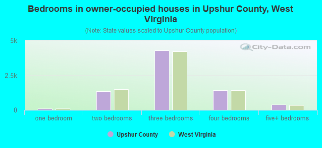 Bedrooms in owner-occupied houses in Upshur County, West Virginia