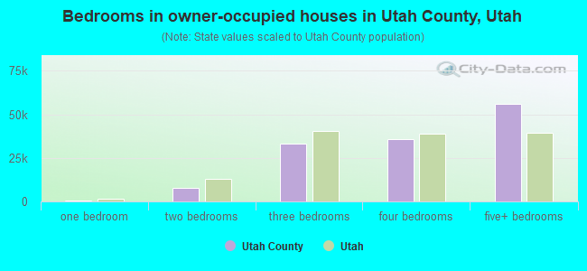 Bedrooms in owner-occupied houses in Utah County, Utah