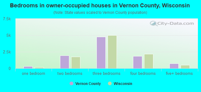 Bedrooms in owner-occupied houses in Vernon County, Wisconsin