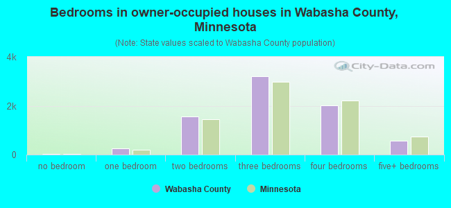 Bedrooms in owner-occupied houses in Wabasha County, Minnesota