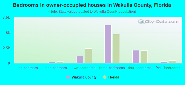 Bedrooms in owner-occupied houses in Wakulla County, Florida