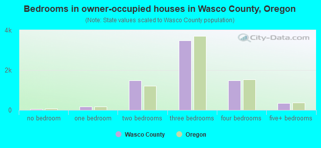 Bedrooms in owner-occupied houses in Wasco County, Oregon