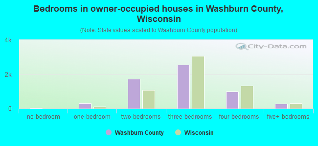 Bedrooms in owner-occupied houses in Washburn County, Wisconsin