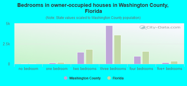 Bedrooms in owner-occupied houses in Washington County, Florida