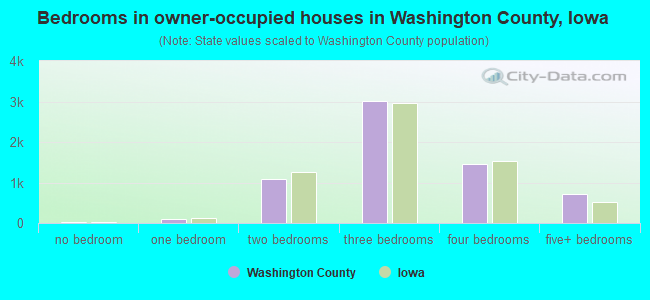 Bedrooms in owner-occupied houses in Washington County, Iowa