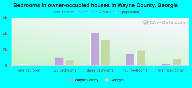 Bedrooms in owner-occupied houses in Wayne County, Georgia