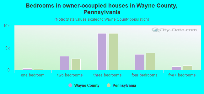 Bedrooms in owner-occupied houses in Wayne County, Pennsylvania