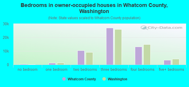 Bedrooms in owner-occupied houses in Whatcom County, Washington