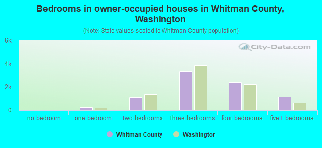 Bedrooms in owner-occupied houses in Whitman County, Washington