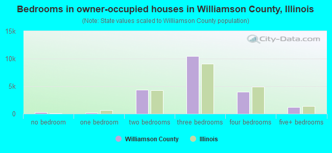 Bedrooms in owner-occupied houses in Williamson County, Illinois