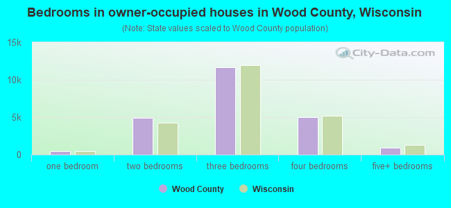 Bedrooms in owner-occupied houses in Wood County, Wisconsin