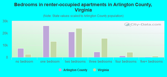 Bedrooms in renter-occupied apartments in Arlington County, Virginia