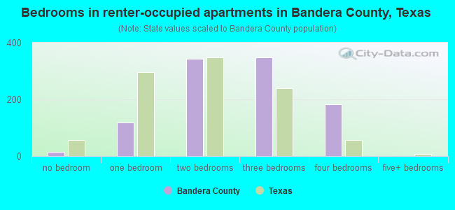 Bedrooms in renter-occupied apartments in Bandera County, Texas