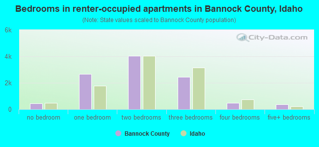 Bedrooms in renter-occupied apartments in Bannock County, Idaho