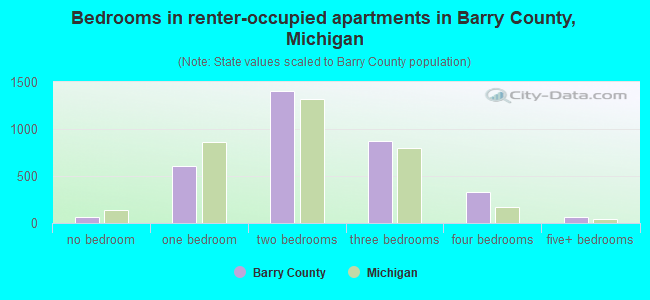 Bedrooms in renter-occupied apartments in Barry County, Michigan