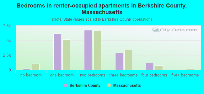 Bedrooms in renter-occupied apartments in Berkshire County, Massachusetts