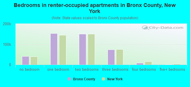 Bedrooms in renter-occupied apartments in Bronx County, New York