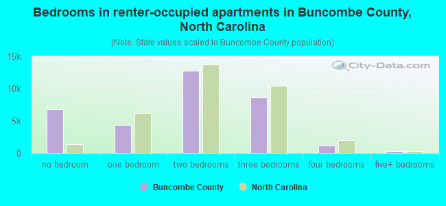 Bedrooms in renter-occupied apartments in Buncombe County, North Carolina