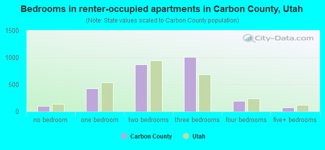 Bedrooms in renter-occupied apartments in Carbon County, Utah