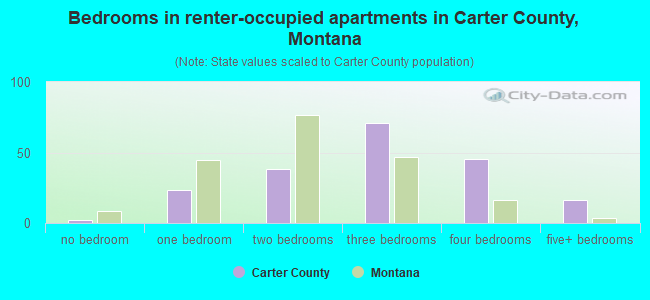 Bedrooms in renter-occupied apartments in Carter County, Montana