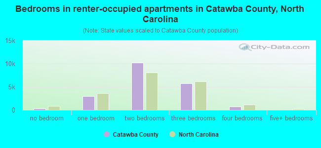 Bedrooms in renter-occupied apartments in Catawba County, North Carolina