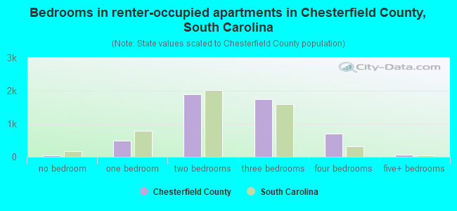 Bedrooms in renter-occupied apartments in Chesterfield County, South Carolina