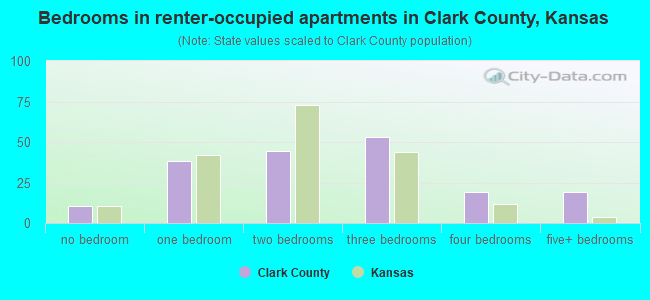 Bedrooms in renter-occupied apartments in Clark County, Kansas