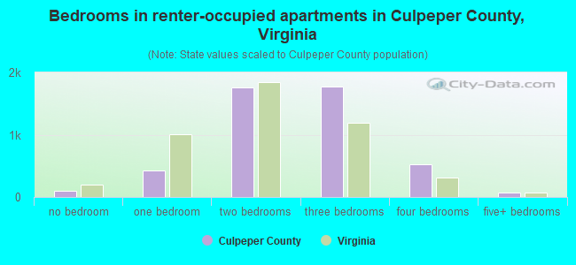 Bedrooms in renter-occupied apartments in Culpeper County, Virginia