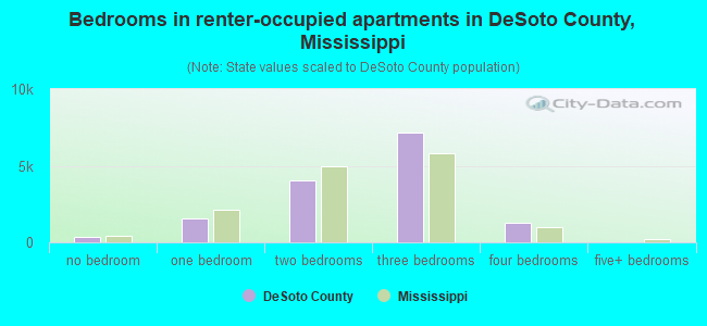 Bedrooms in renter-occupied apartments in DeSoto County, Mississippi