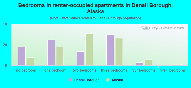 Bedrooms in renter-occupied apartments in Denali Borough, Alaska