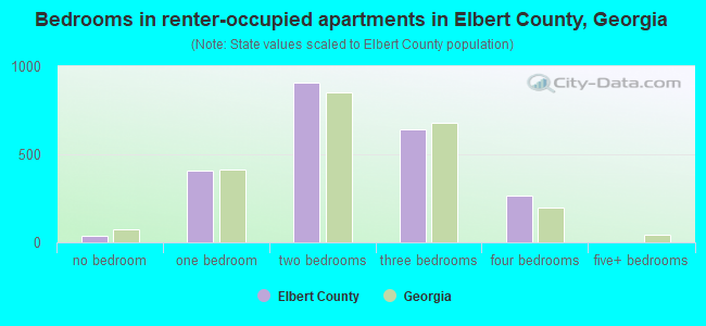 Bedrooms in renter-occupied apartments in Elbert County, Georgia