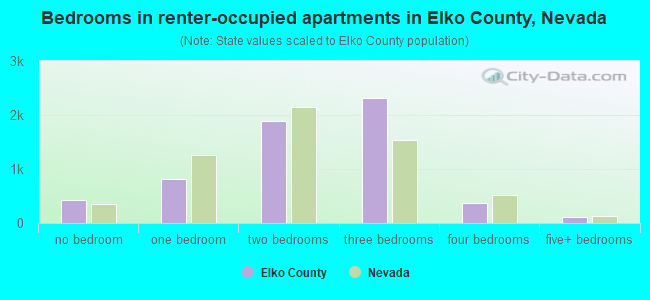 Bedrooms in renter-occupied apartments in Elko County, Nevada
