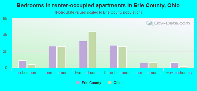 Bedrooms in renter-occupied apartments in Erie County, Ohio