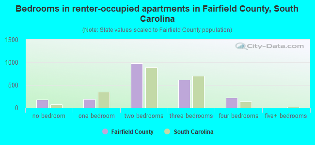 Bedrooms in renter-occupied apartments in Fairfield County, South Carolina