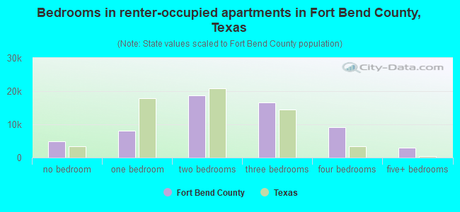 Bedrooms in renter-occupied apartments in Fort Bend County, Texas