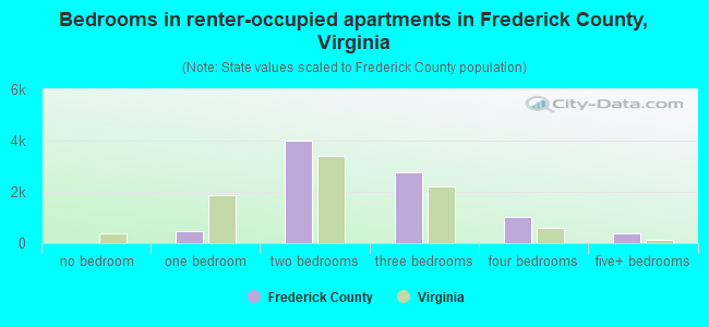 Bedrooms in renter-occupied apartments in Frederick County, Virginia