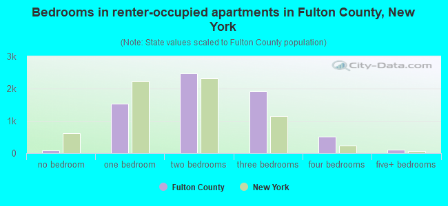 Bedrooms in renter-occupied apartments in Fulton County, New York