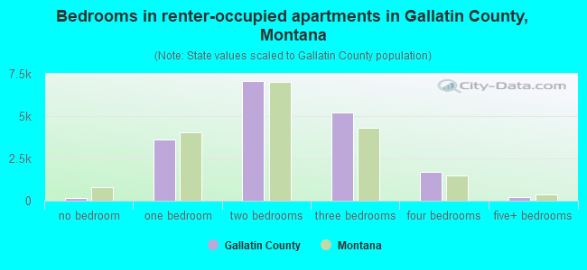 Bedrooms in renter-occupied apartments in Gallatin County, Montana