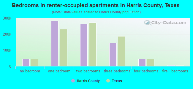 Bedrooms in renter-occupied apartments in Harris County, Texas