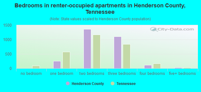 Bedrooms in renter-occupied apartments in Henderson County, Tennessee