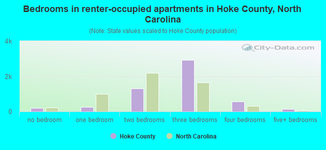 Bedrooms in renter-occupied apartments in Hoke County, North Carolina