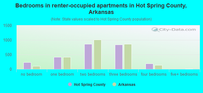 Bedrooms in renter-occupied apartments in Hot Spring County, Arkansas