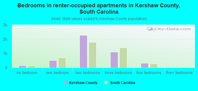 Bedrooms in renter-occupied apartments in Kershaw County, South Carolina