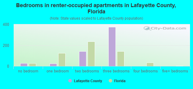 Bedrooms in renter-occupied apartments in Lafayette County, Florida