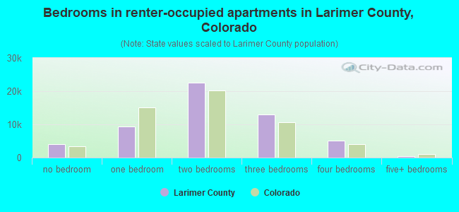 Bedrooms in renter-occupied apartments in Larimer County, Colorado
